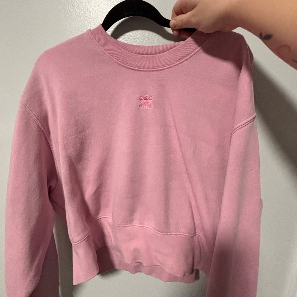 Adidas Women's Pink Cropped Hoodie